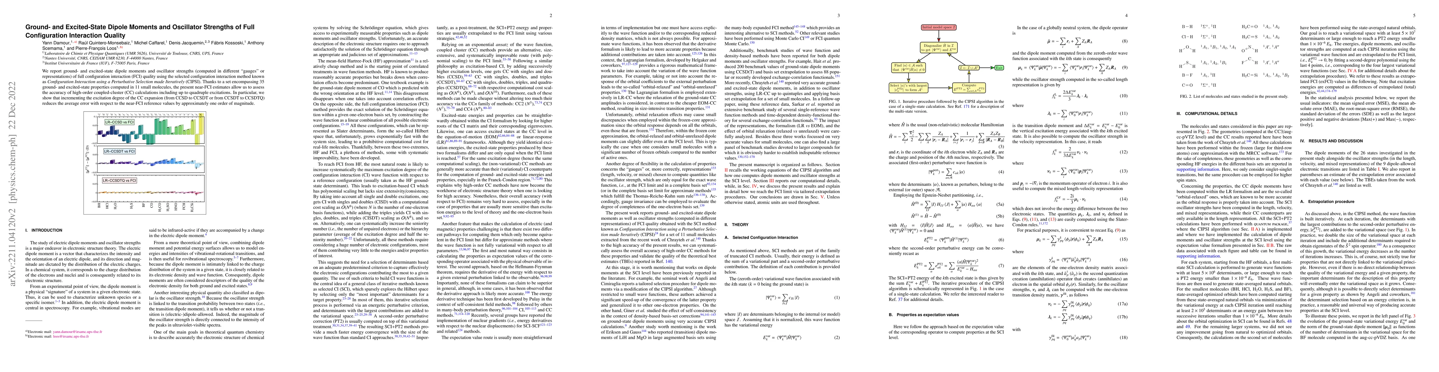 Thumbnail for Ground- and Excited-State Dipole Moments and Oscillator Strengths of
  Full Configuration Interaction Quality