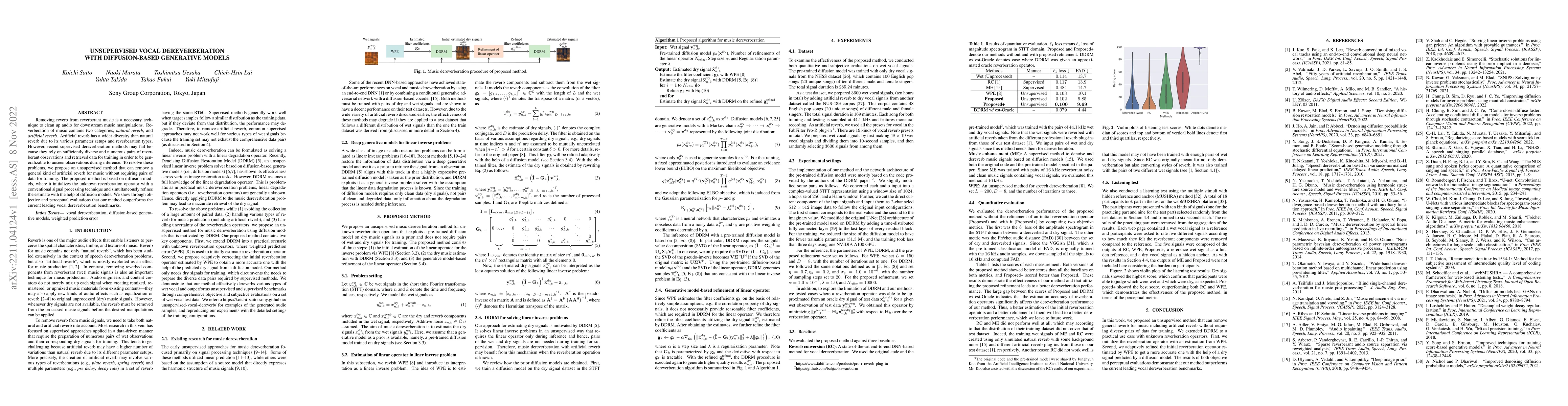 Thumbnail for Unsupervised vocal dereverberation with diffusion-based generative
  models