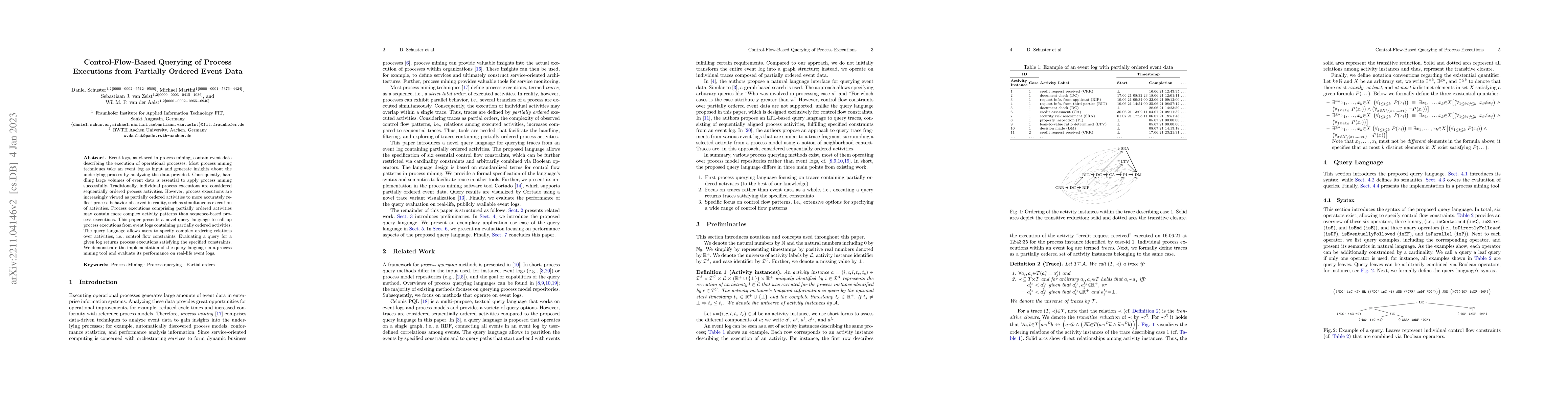 Thumbnail for Control-Flow-Based Querying of Process Executions from Partially Ordered
  Event Data