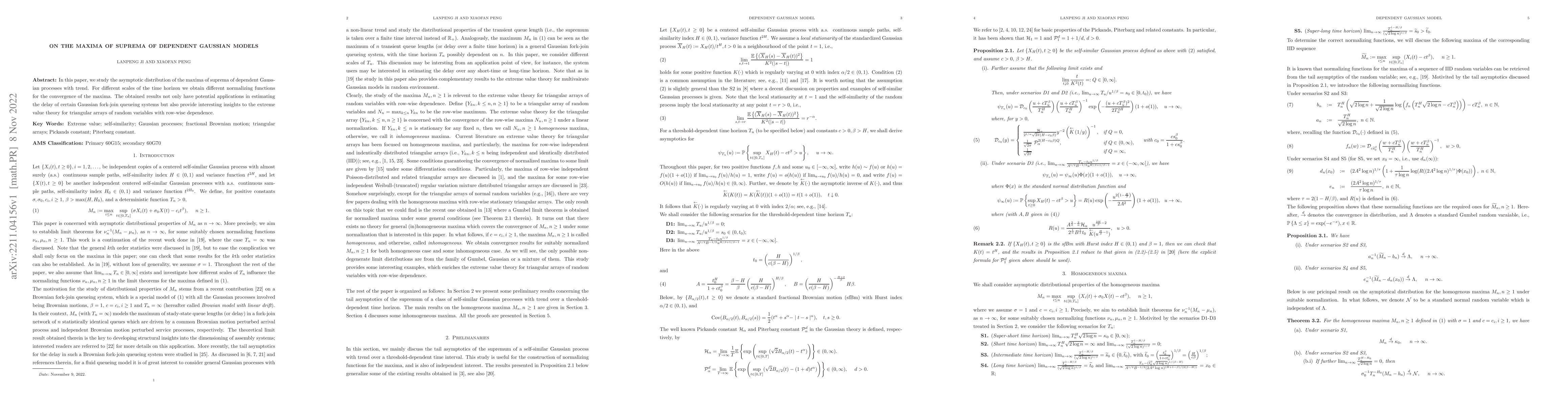 Thumbnail for On the maxima of suprema of dependent Gaussian models