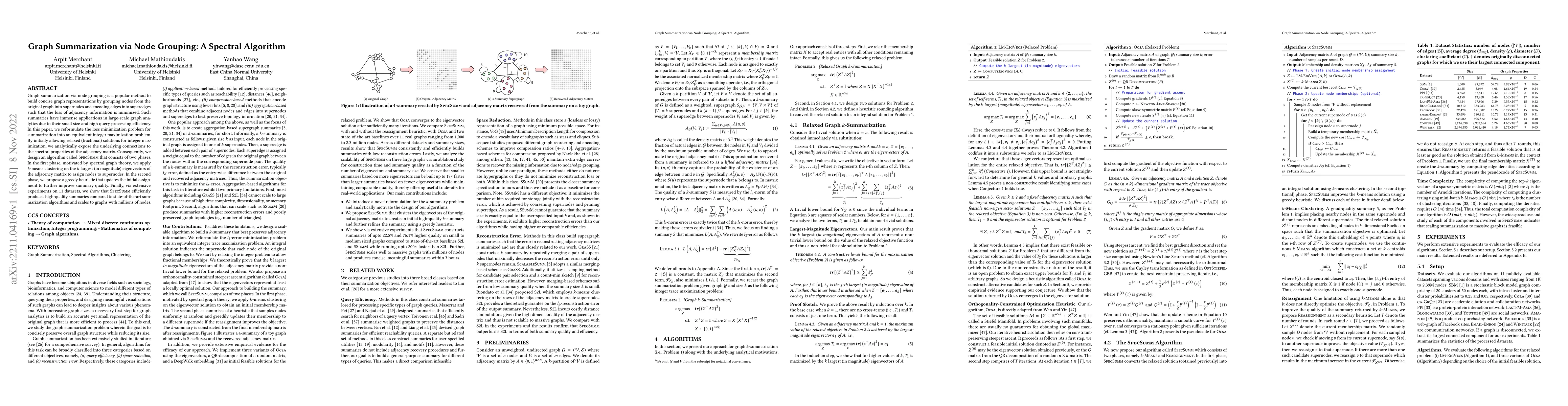 Thumbnail for Graph Summarization via Node Grouping: A Spectral Algorithm