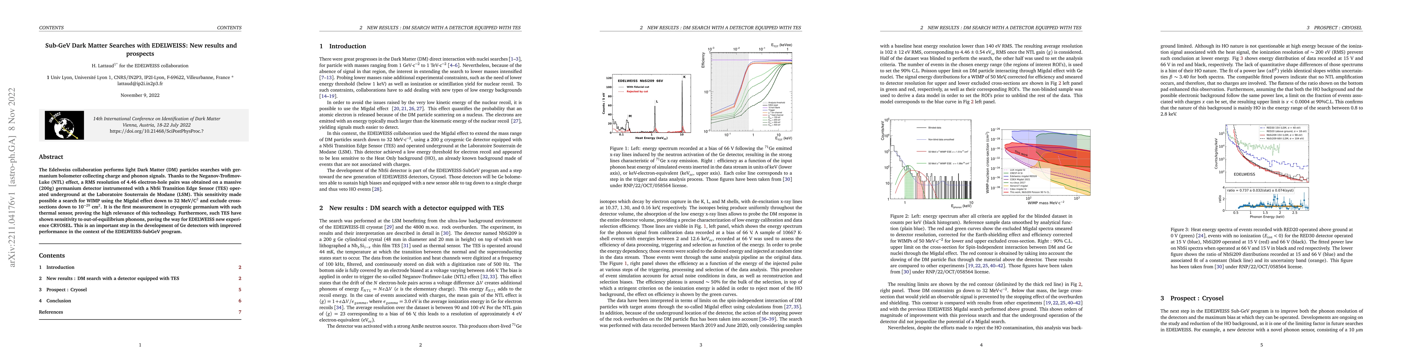 Thumbnail for Sub-GeV Dark Matter Searches with EDELWEISS: New results and prospects