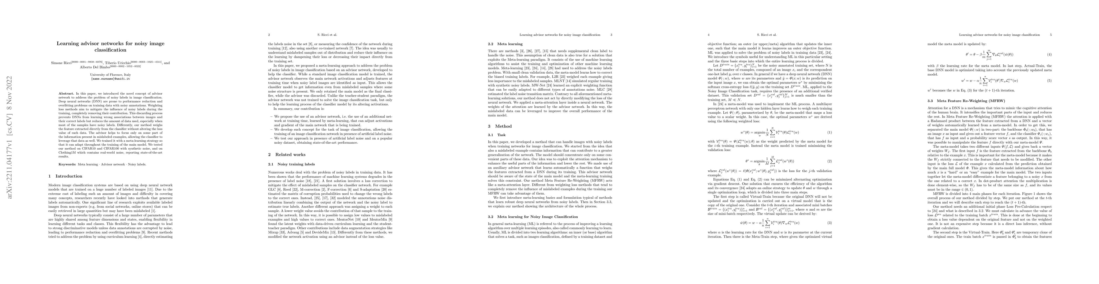 Thumbnail for Learning advisor networks for noisy image classification