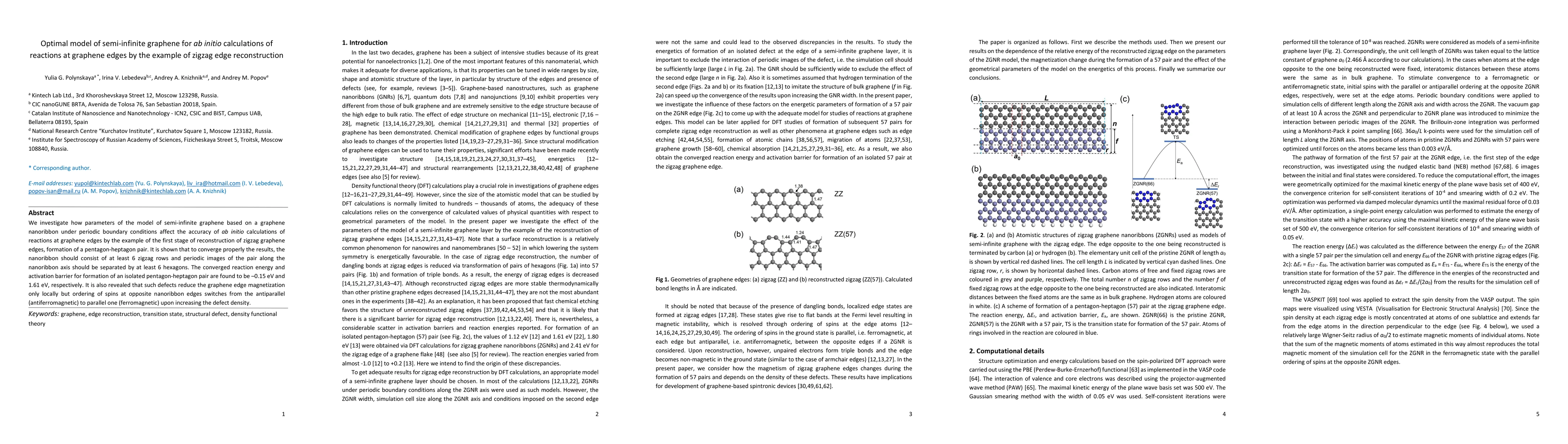 Thumbnail for Optimal model of semi-infinite graphene for ab initio calculations of
  reactions at graphene edges by the example of zigzag edge reconstruction