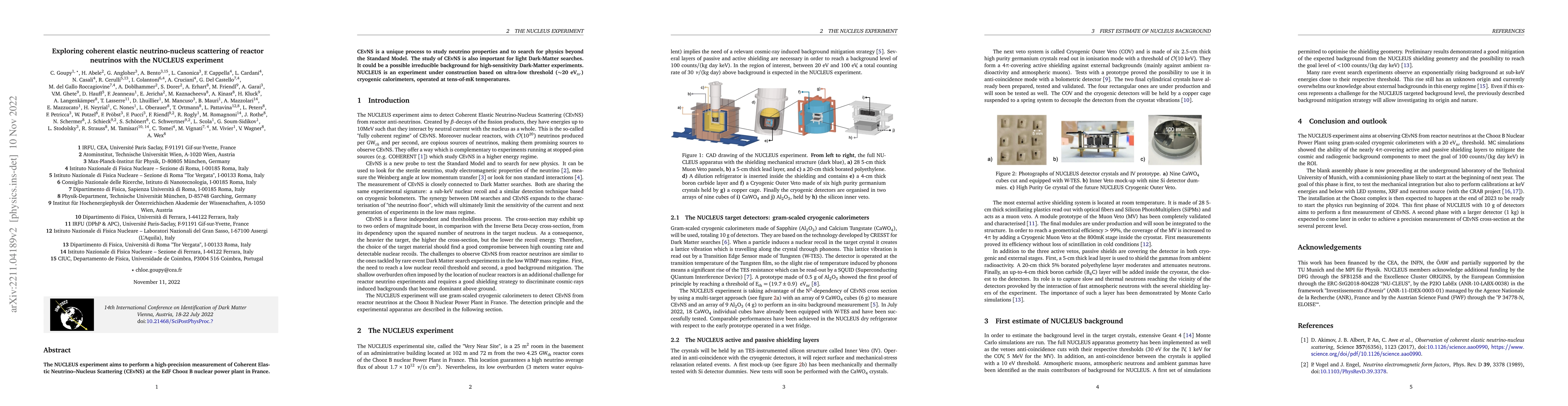 Thumbnail for Exploring coherent elastic neutrino-nucleus scattering of reactor
  neutrinos with the NUCLEUS experiment