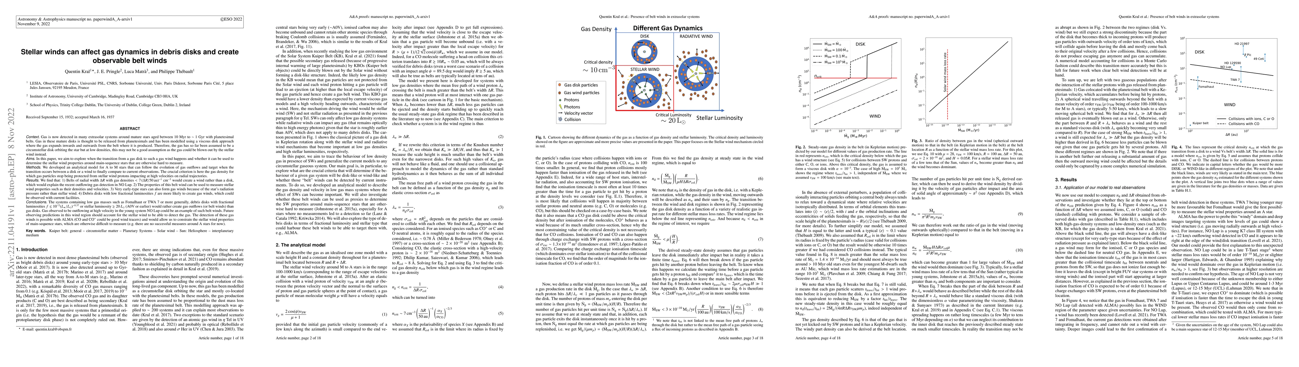 Thumbnail for Stellar winds can affect gas dynamics in debris disks and create
  observable belt winds