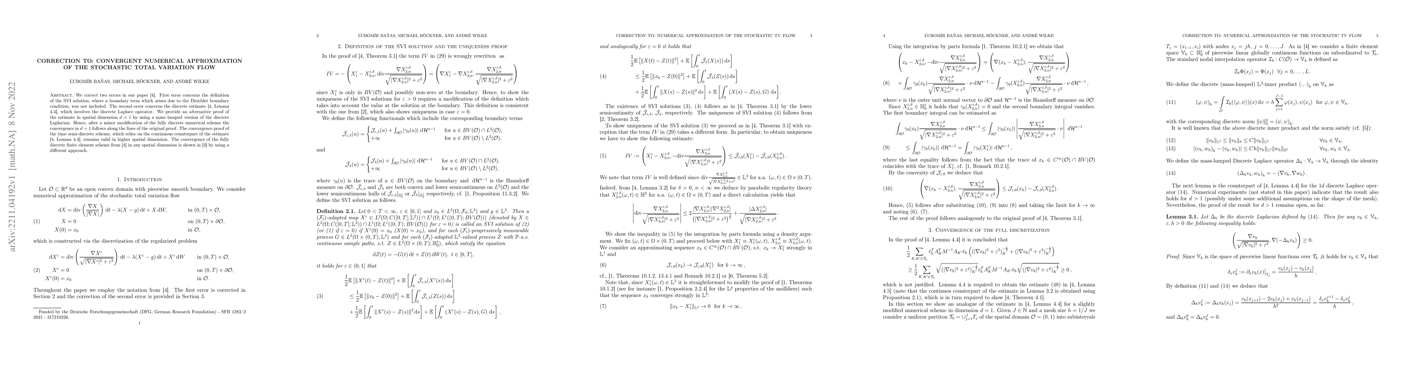 Thumbnail for Correction to: Convergent numerical approximation of the stochastic
  total variation flow