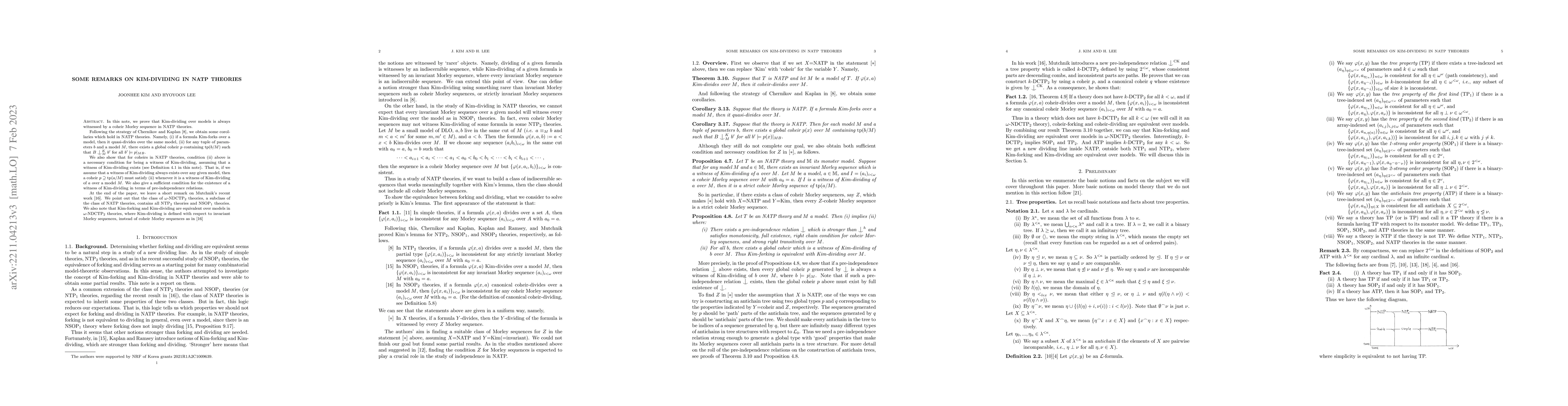 Thumbnail for Some Remarks on Kim-dividing in NATP Theories