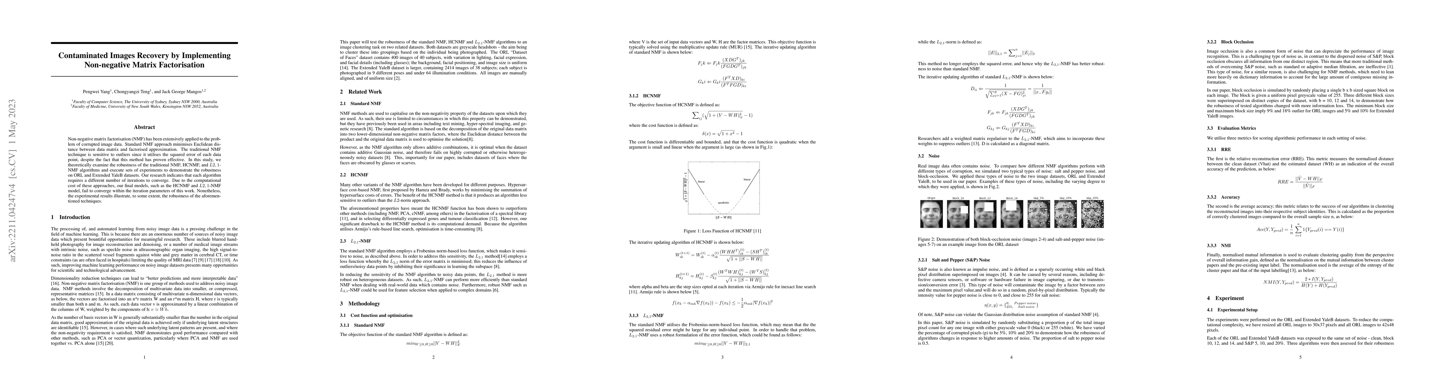 Thumbnail for Contaminated Images Recovery by Implementing Non-negative Matrix
  Factorisation