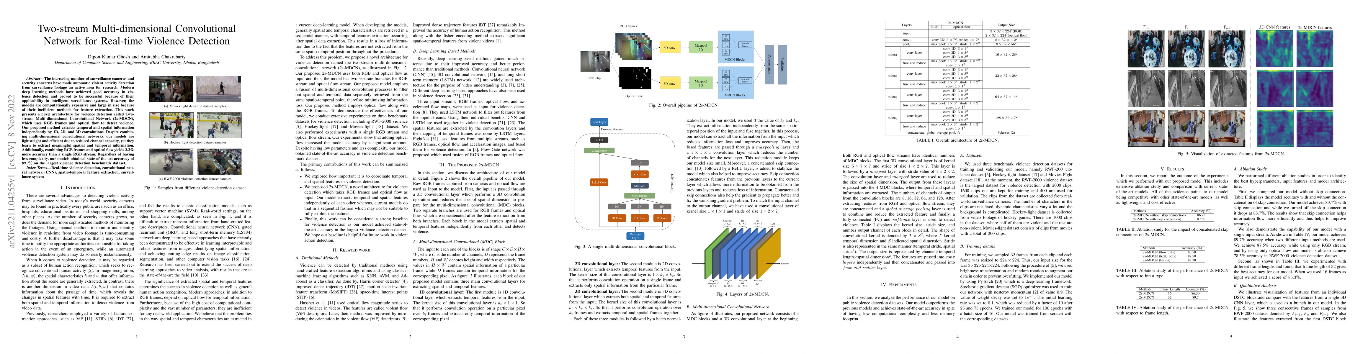 Thumbnail for Two-stream Multi-dimensional Convolutional Network for Real-time
  Violence Detection