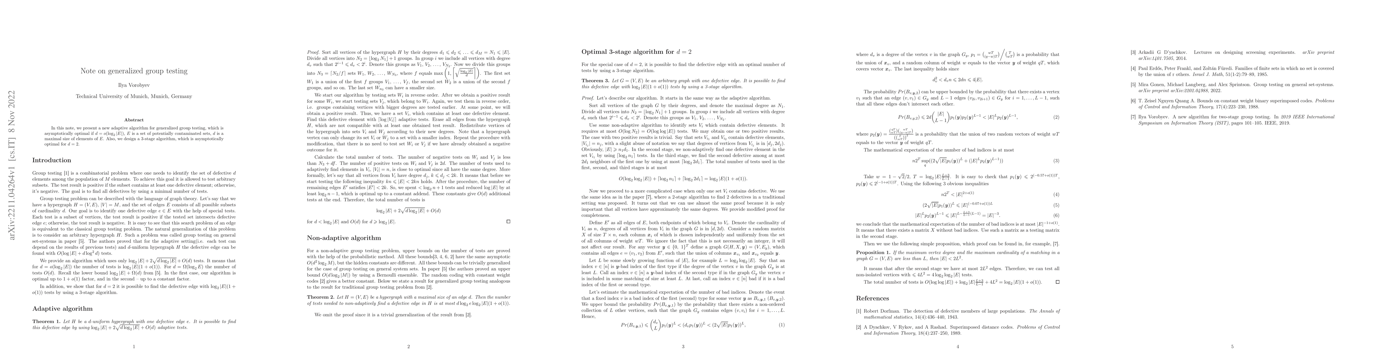 Thumbnail for Note on generalized group testing