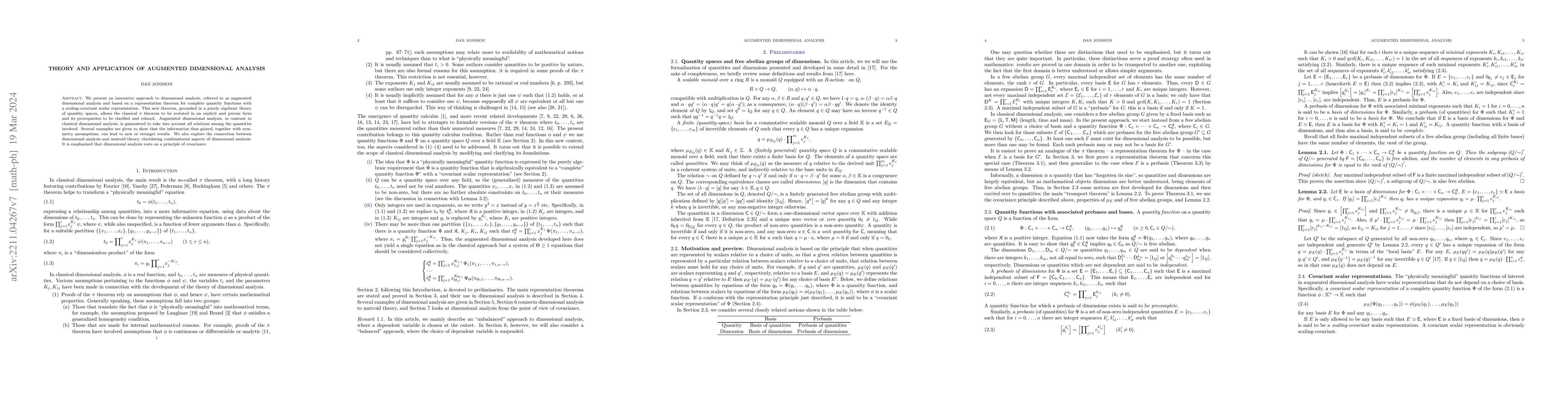 Thumbnail for Theory and Application of Augmented Dimensional Analysis