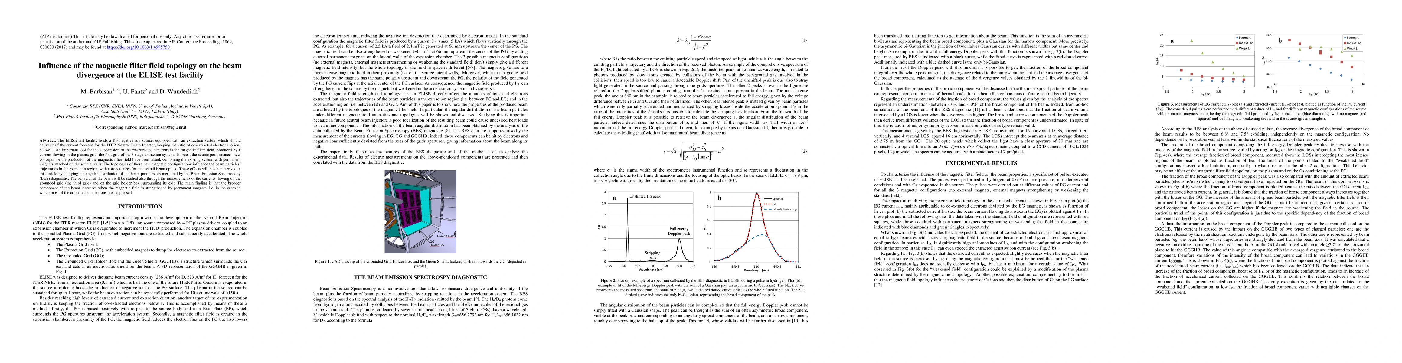 Thumbnail for Influence of the magnetic filter field topology on the beam divergence
  at the ELISE test facility