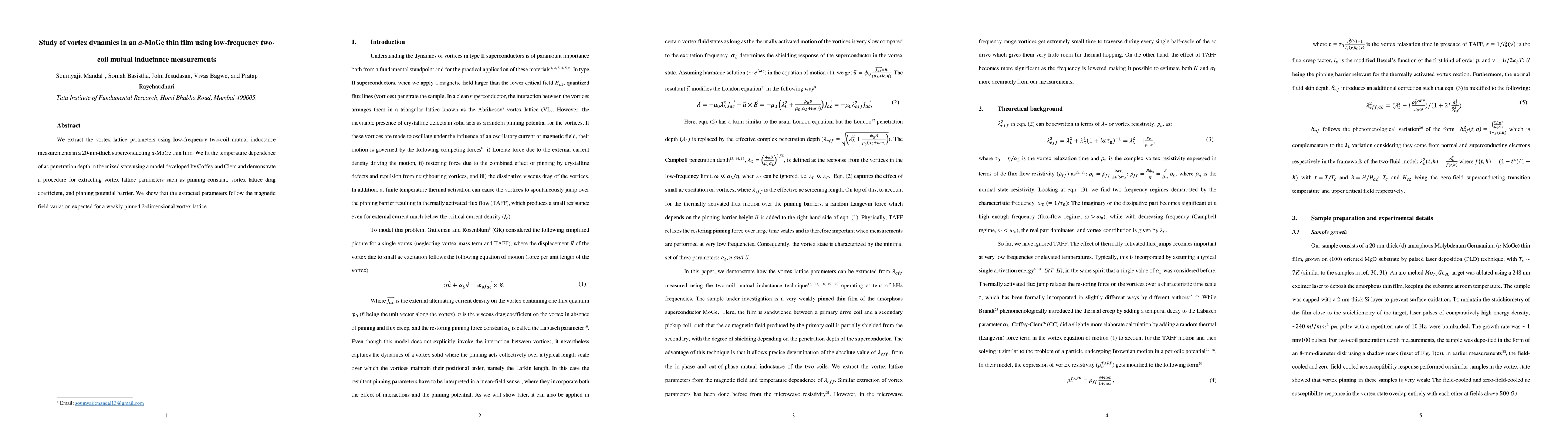 Thumbnail for Study of vortex dynamics in an a-MoGe thin film using low-frequency
  two-coil mutual inductance measurements