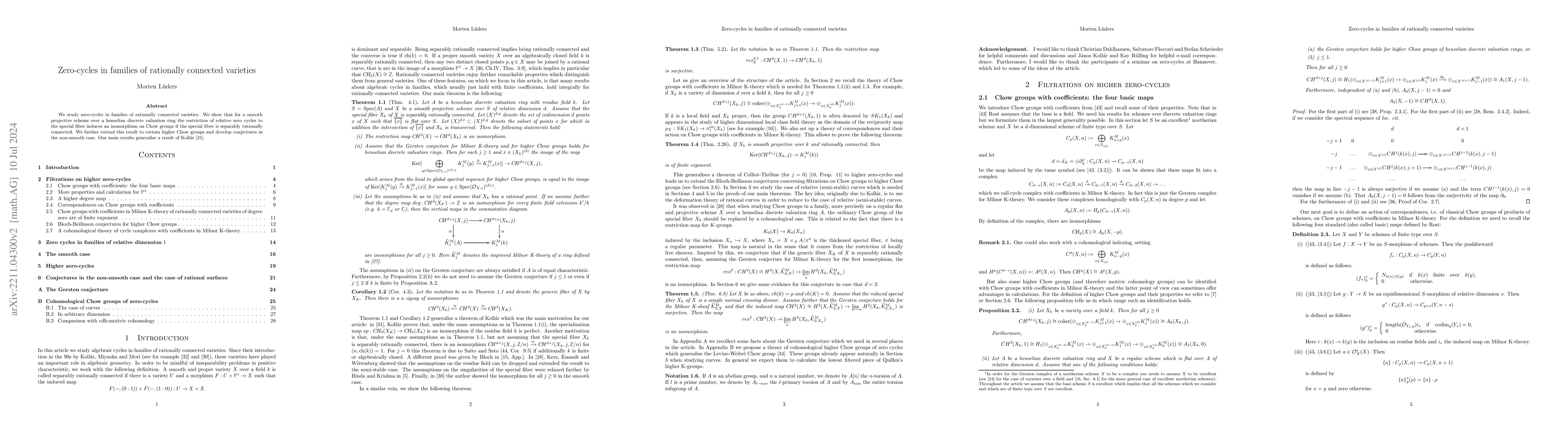 Thumbnail for Zero-cycles in families of rationally connected varieties
