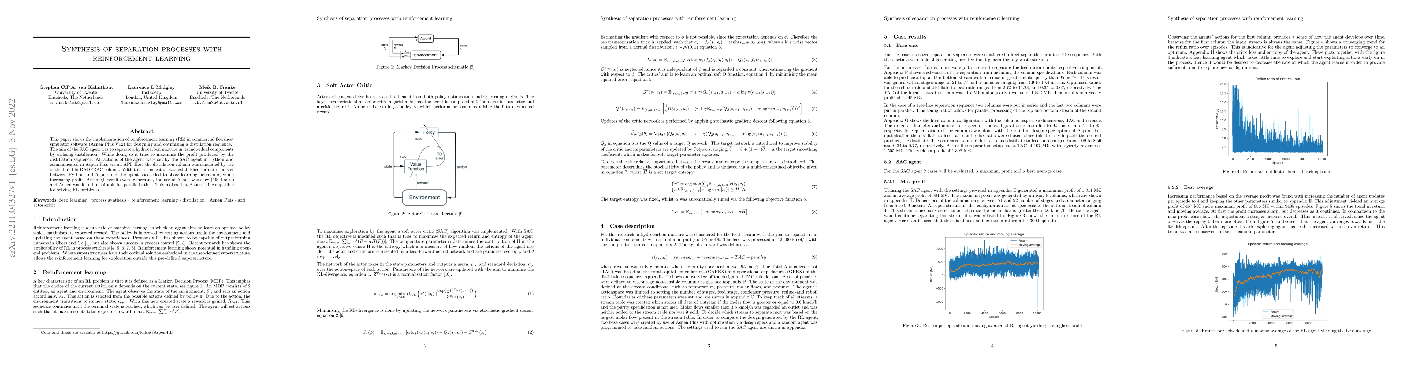 Thumbnail for Synthesis of separation processes with reinforcement learning