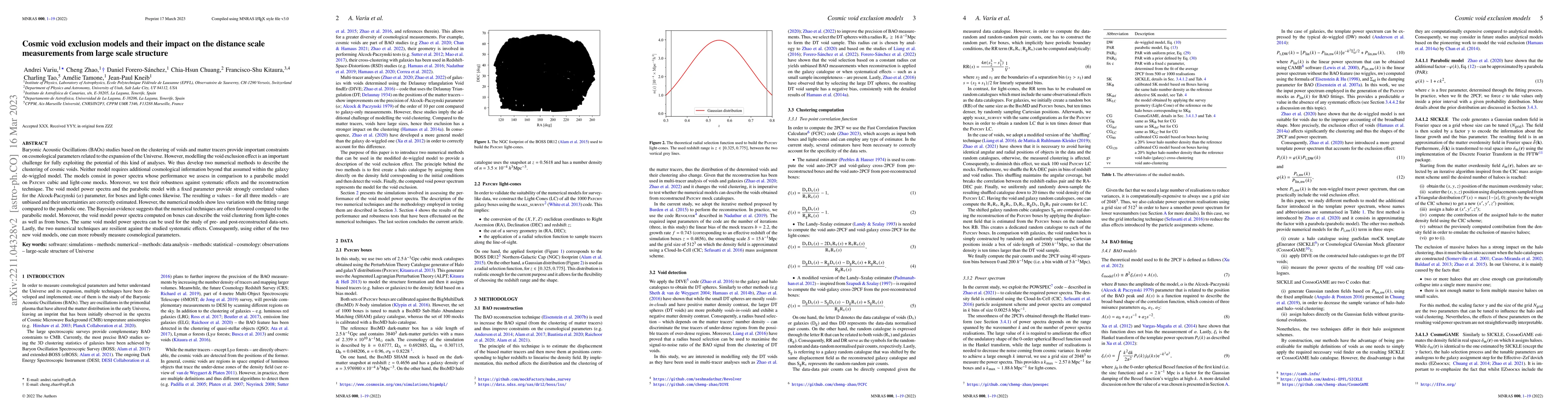 Thumbnail for Cosmic void exclusion models and their impact on the distance scale
  measurements from large scale structure