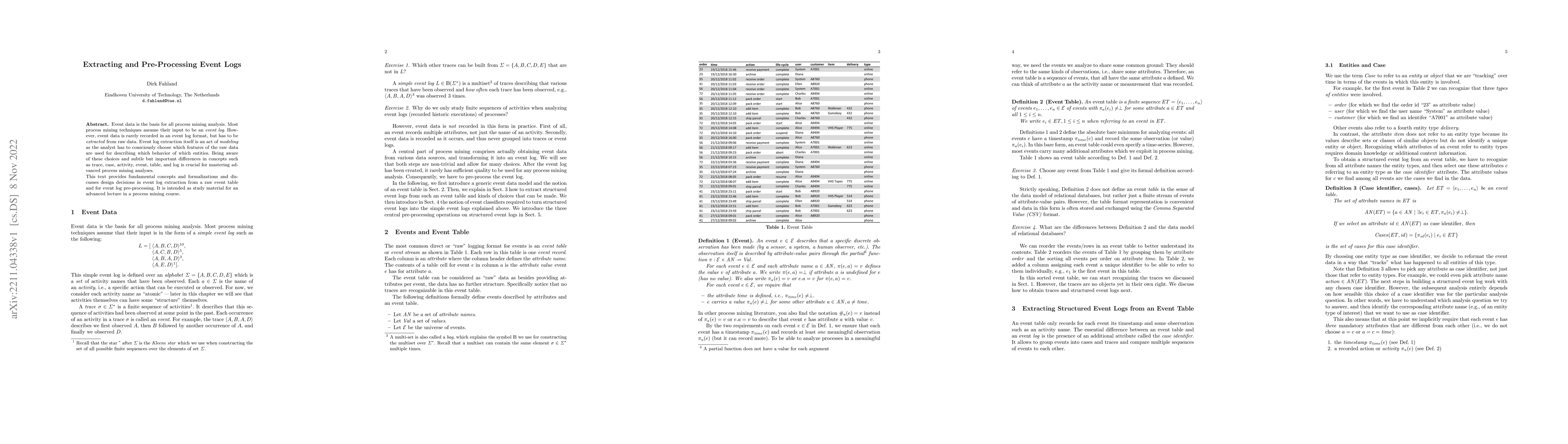 Thumbnail for Extracting and Pre-Processing Event Logs