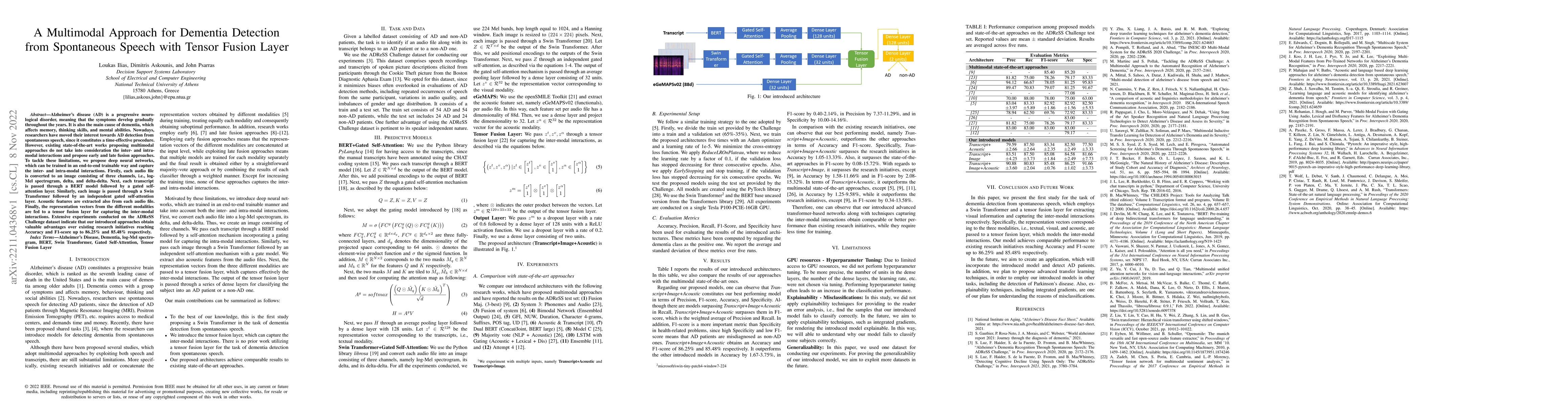 Thumbnail for A Multimodal Approach for Dementia Detection from Spontaneous Speech
  with Tensor Fusion Layer