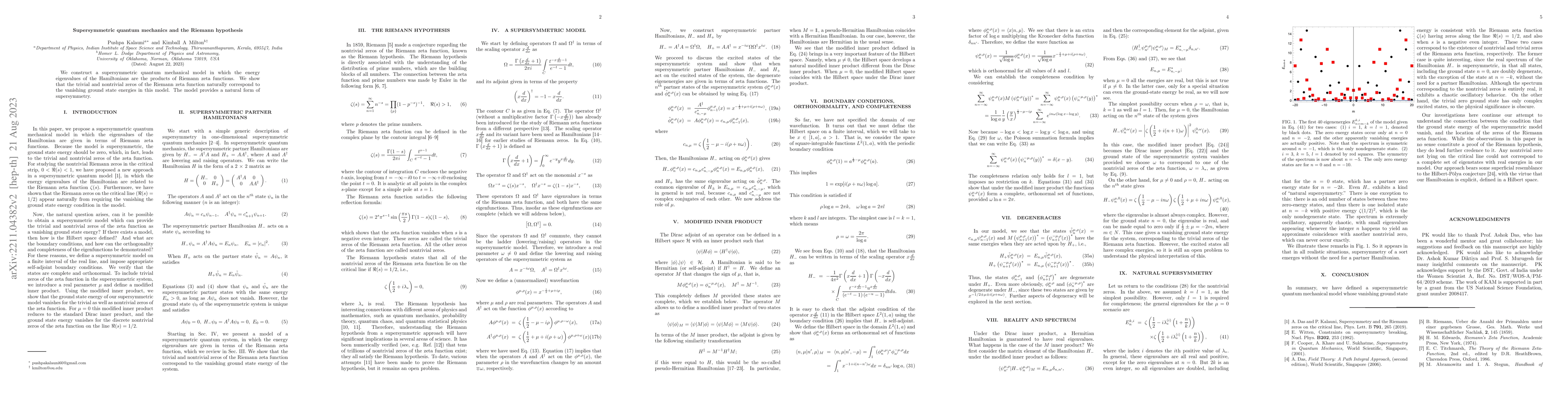 Thumbnail for Supersymmetric quantum mechanics and the Riemann hypothesis