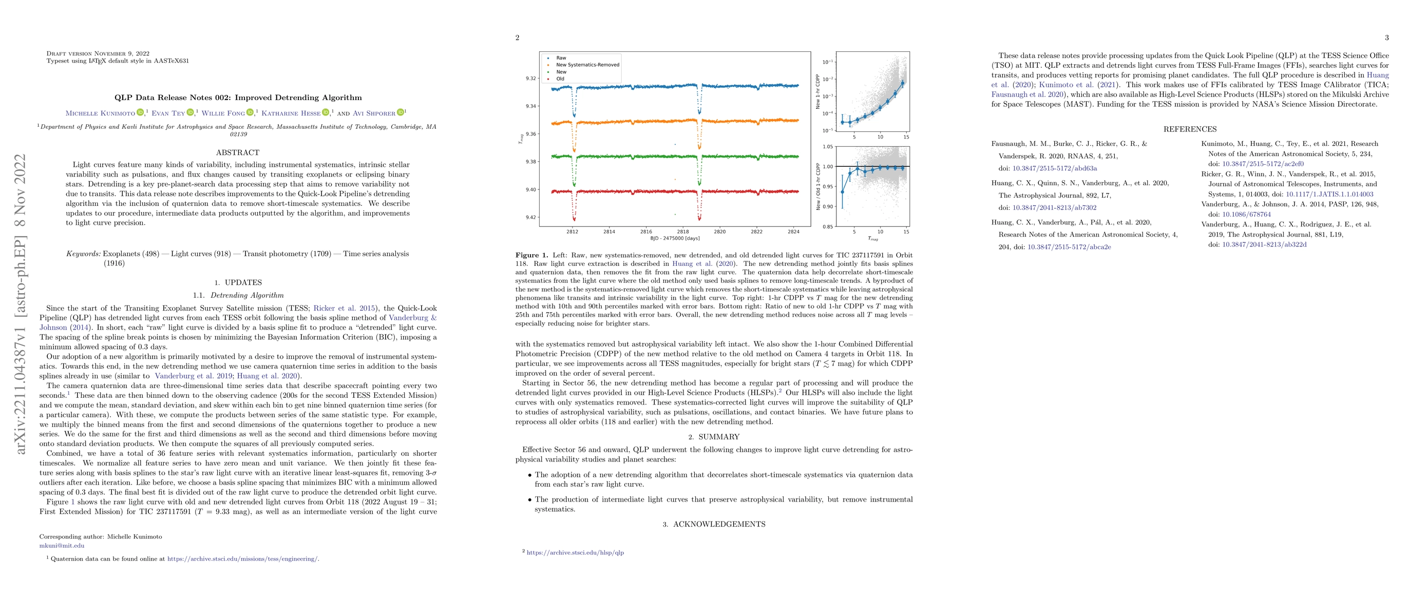 Thumbnail for QLP Data Release Notes 002: Improved Detrending Algorithm