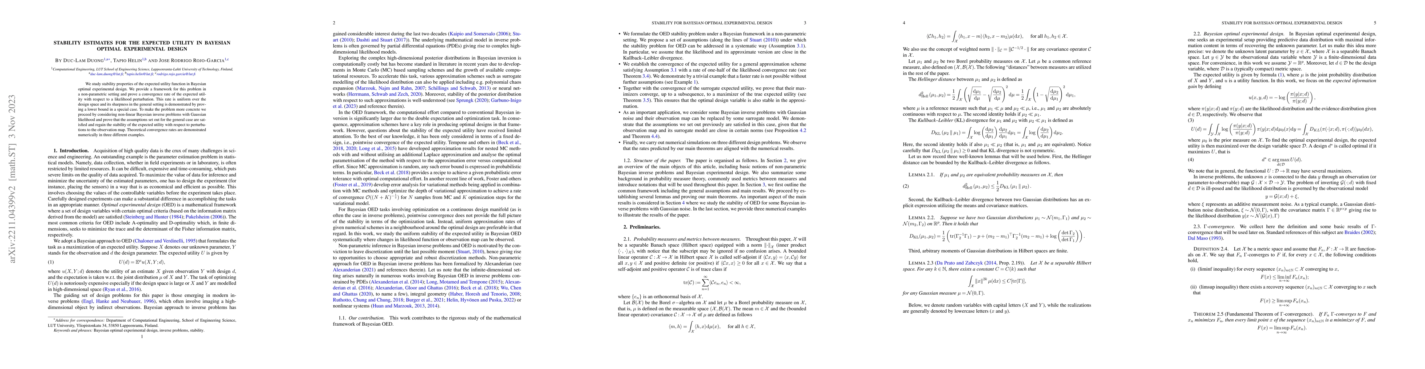 Thumbnail for Stability estimates for the expected utility in Bayesian optimal
  experimental design