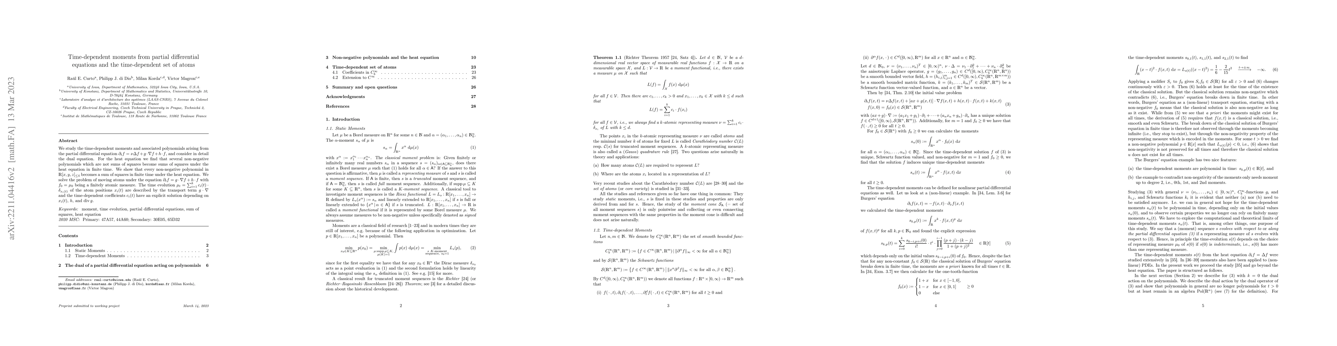 Thumbnail for Time-dependent moments from partial differential equations and the
  time-dependent set of atoms