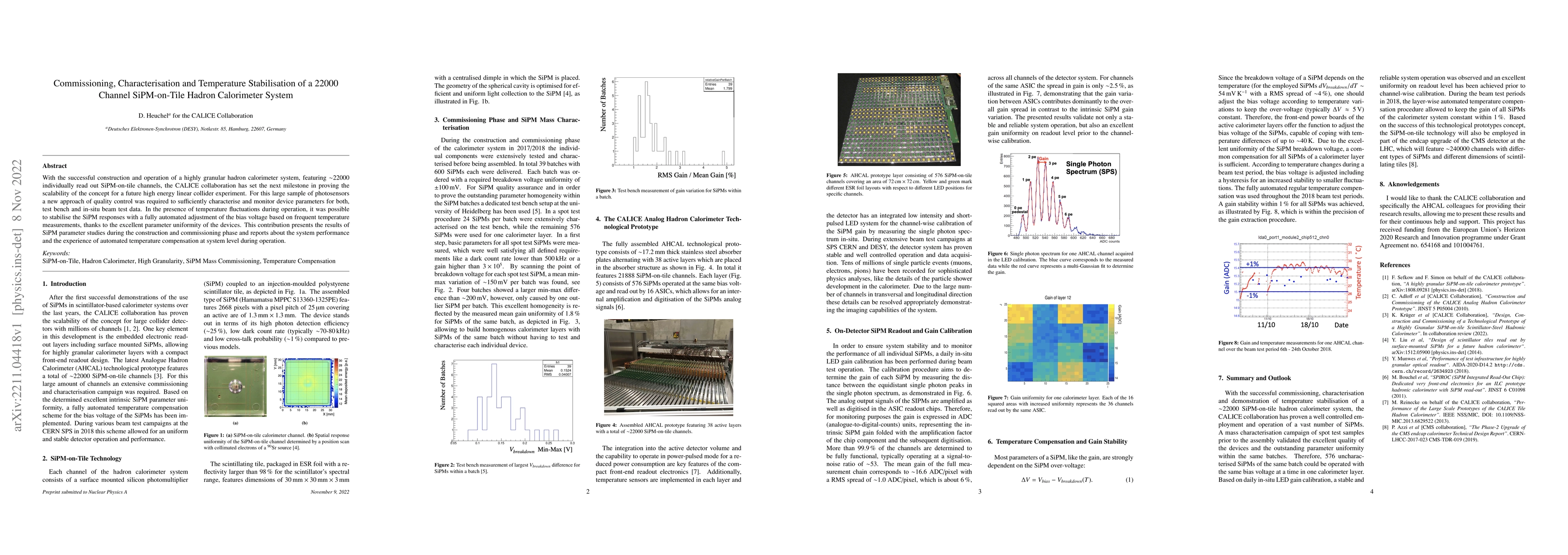 Thumbnail for Commissioning, Characterisation and Temperature Stabilisation of a 22000
  Channel SiPM-on-Tile Hadron Calorimeter System