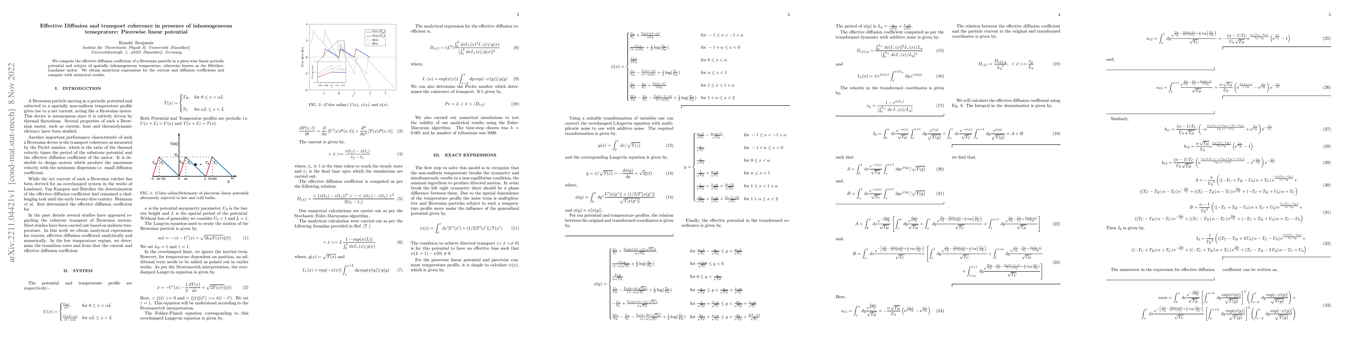 Thumbnail for Effective Diffusion and transport coherence in presence of inhomogeneous
  temeprature: Piecewise linear potential