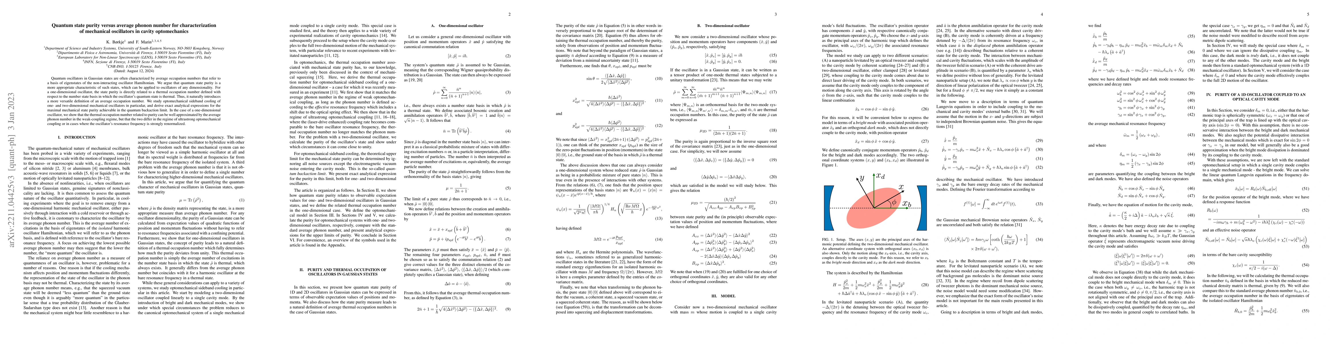 Thumbnail for Quantum state purity versus average phonon number for characterization
  of mechanical oscillators in cavity optomechanics
