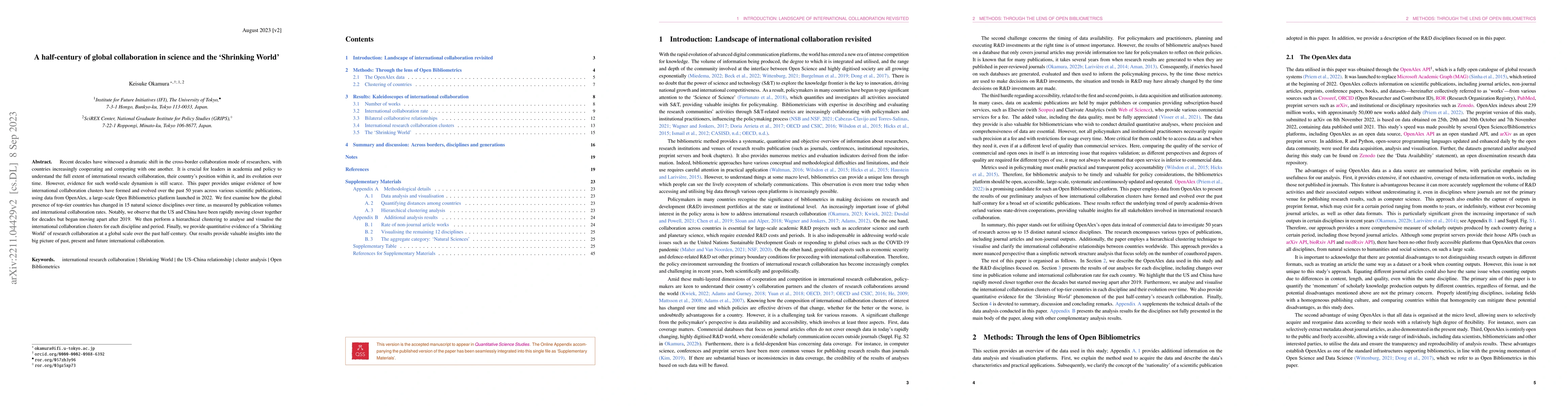Thumbnail for A half-century of global collaboration in science and the 'Shrinking
  World'