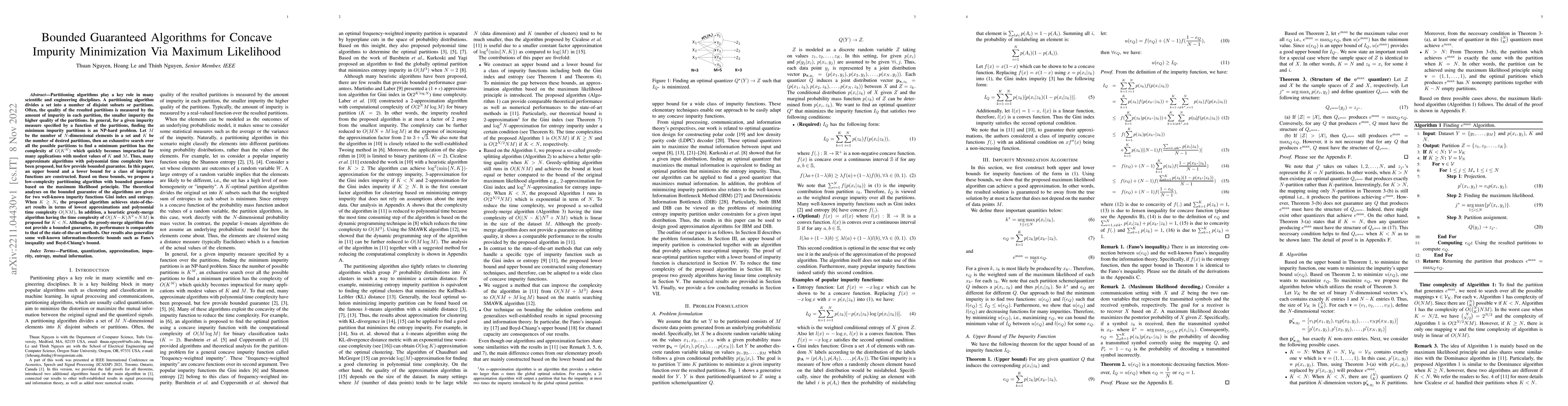 Thumbnail for Bounded Guaranteed Algorithms for Concave Impurity Minimization Via
  Maximum Likelihood