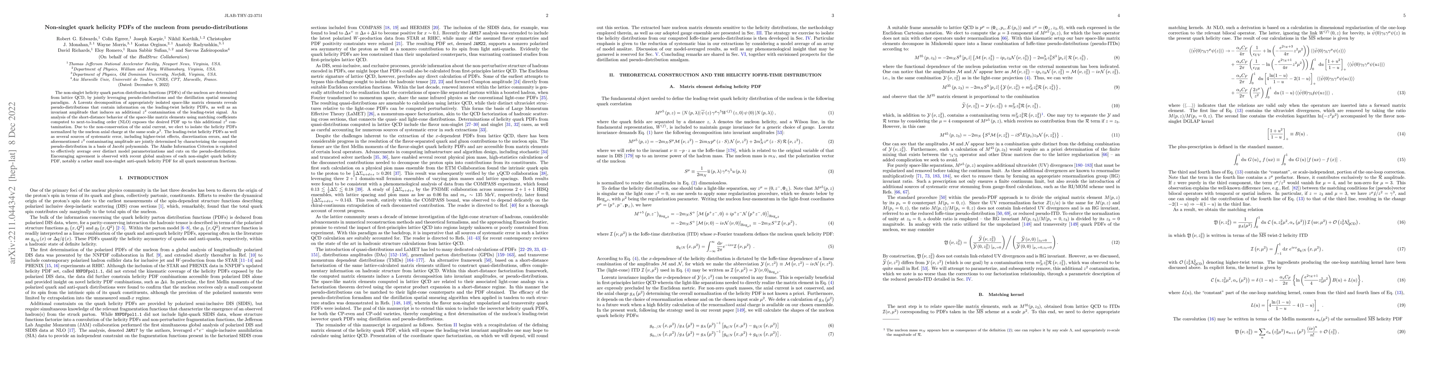 Thumbnail for Non-singlet quark helicity PDFs of the nucleon from pseudo-distributions