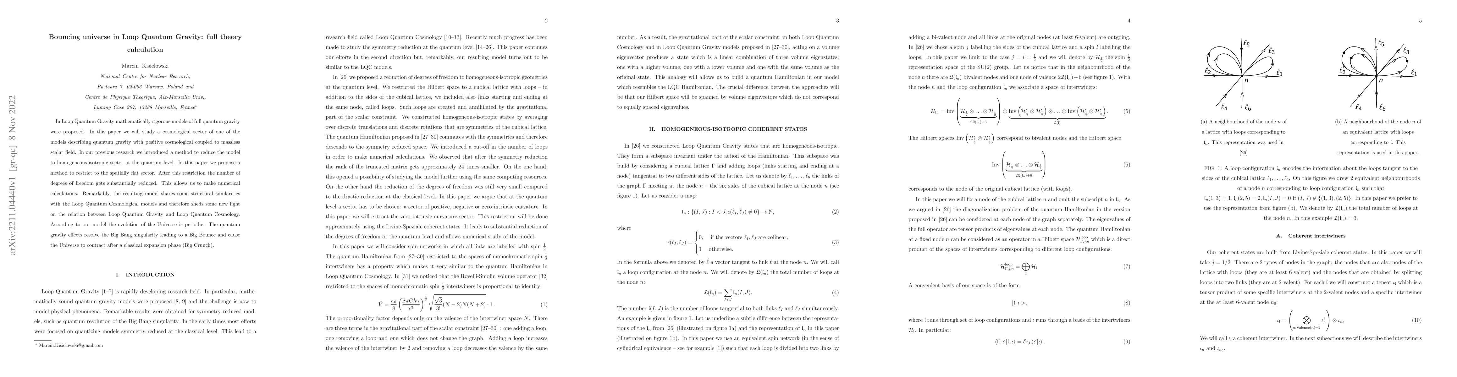 Thumbnail for Bouncing Universe in Loop Quantum Gravity: full theory calculation