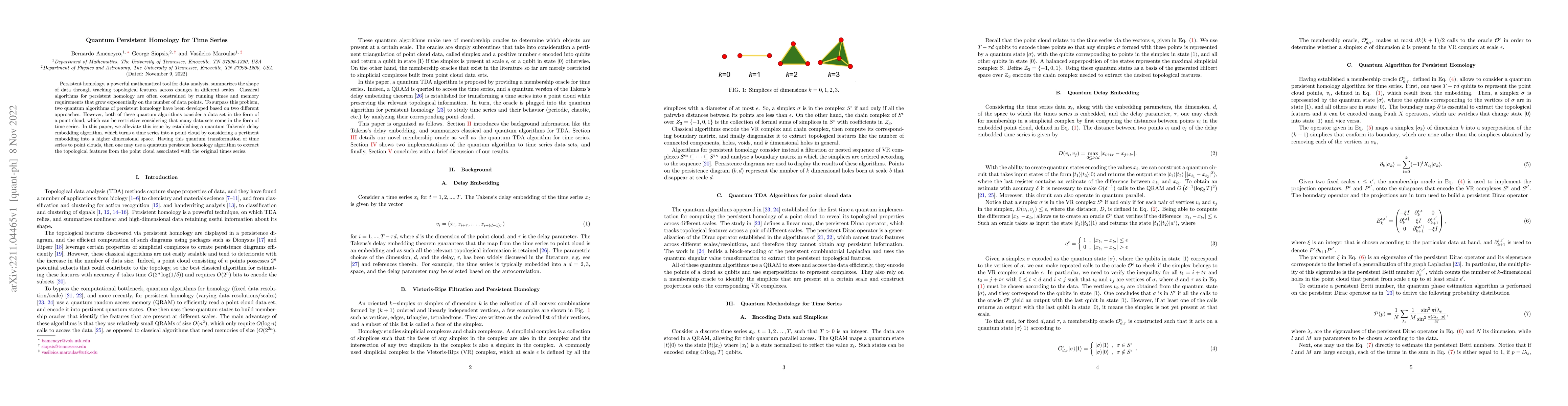 Thumbnail for Quantum Persistent Homology for Time Series