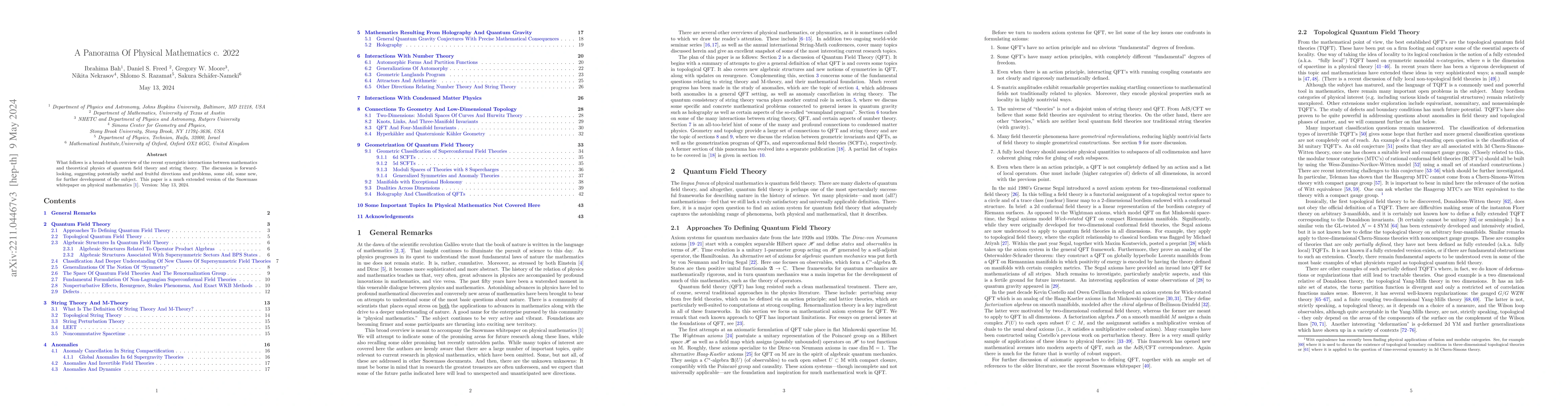 Thumbnail for A Panorama Of Physical Mathematics c. 2022