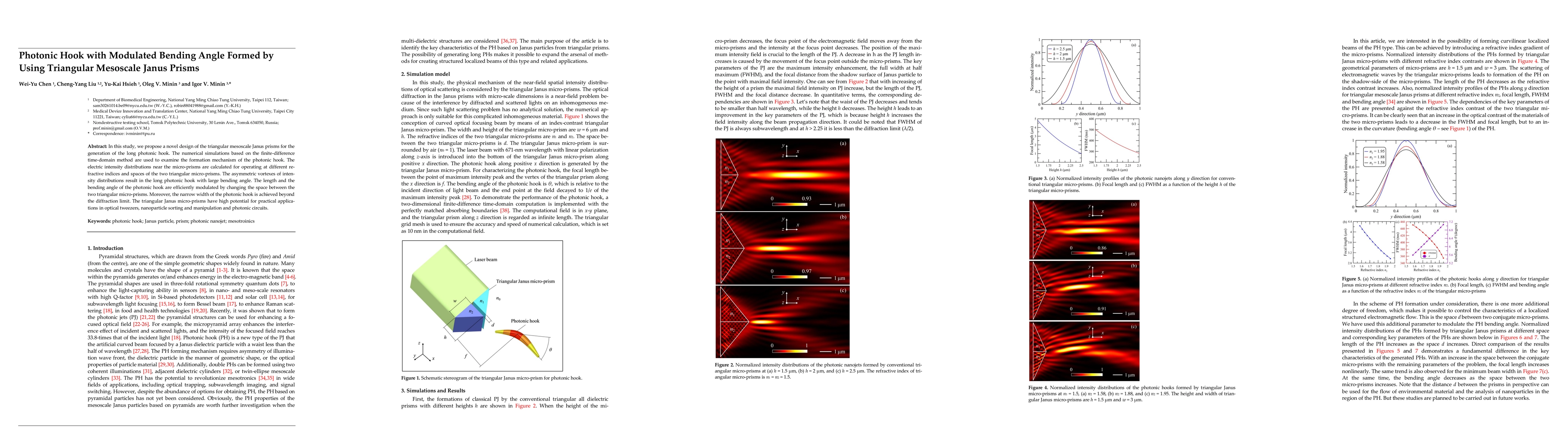 Thumbnail for Photonic Hook with Modulated Bending Angle Formed by Using Triangular
  Mesoscale Janus Prisms