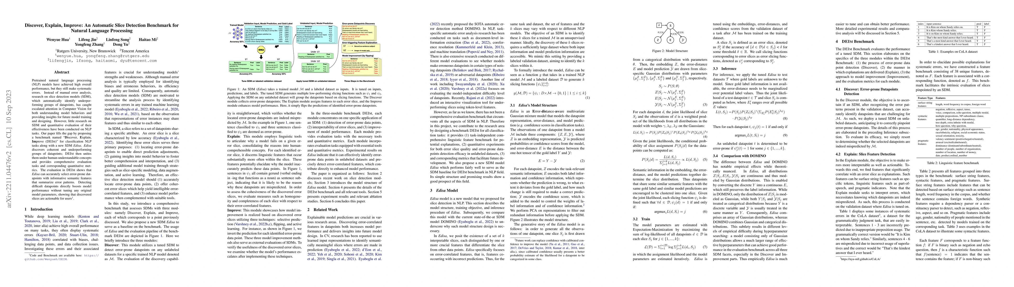 Thumbnail for Discover, Explanation, Improvement: An Automatic Slice Detection
  Framework for Natural Language Processing