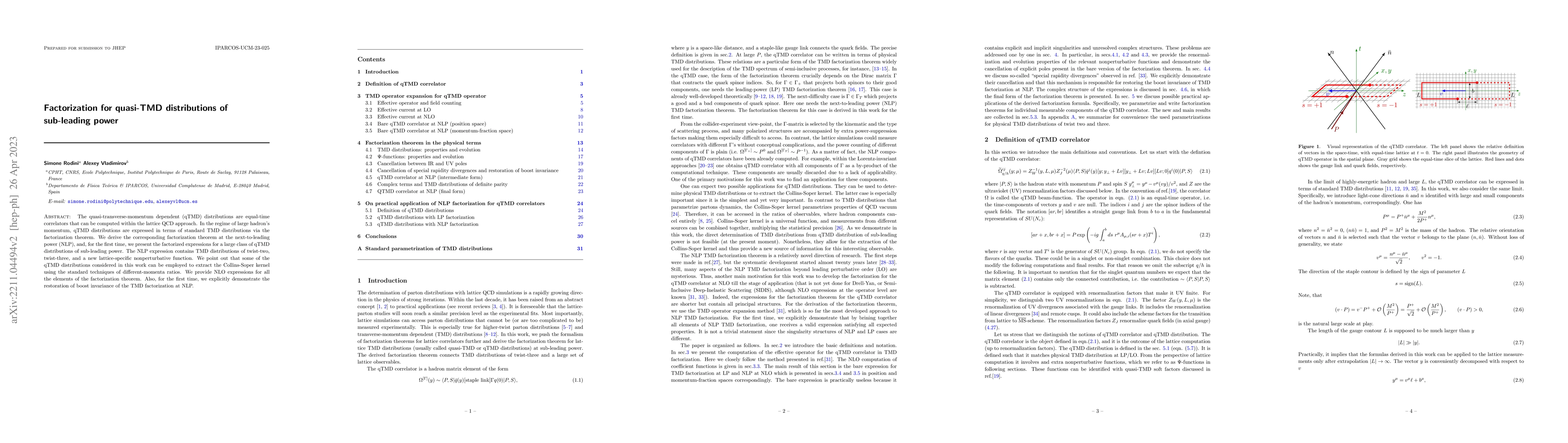 Thumbnail for Factorization for quasi-TMD distributions of sub-leading power