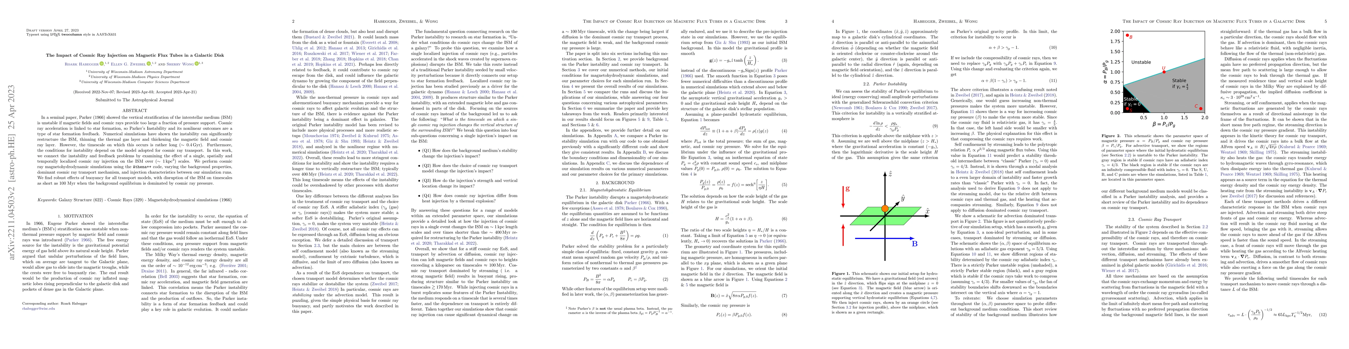 Thumbnail for The Impact of Cosmic Ray Injection on Magnetic Flux Tubes in a Galactic
  Disk