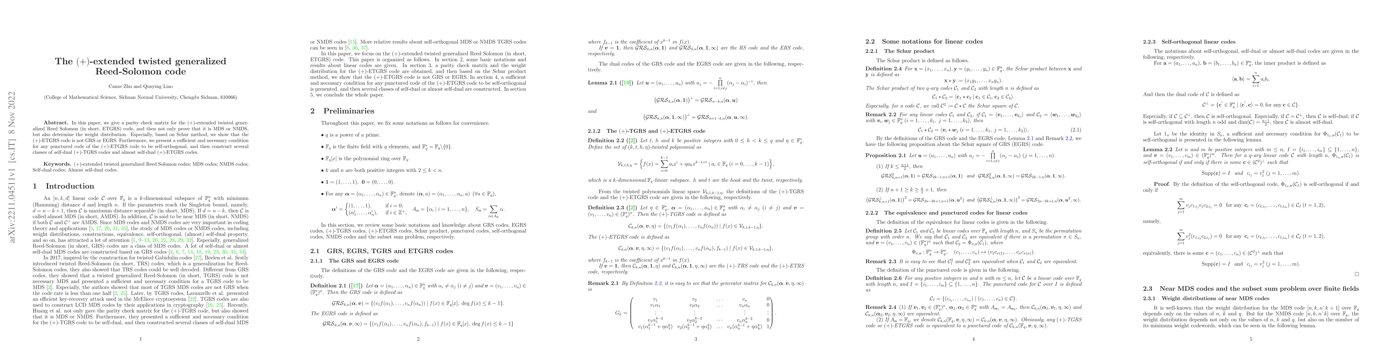 Thumbnail for The $(+)$-extended twisted generalized Reed-Solomon code