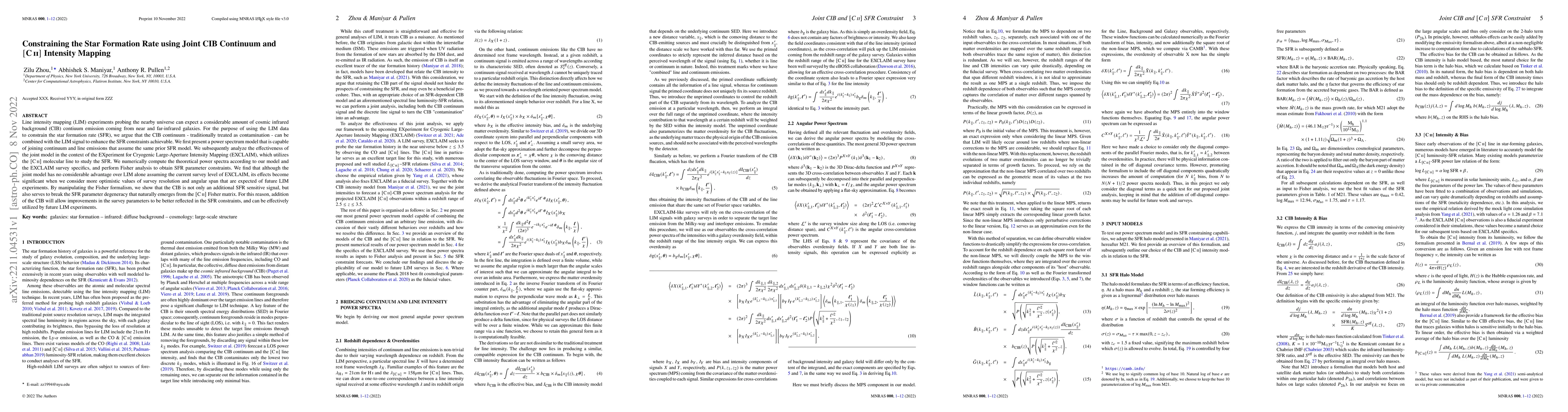 Thumbnail for Constraining the Star Formation Rate using Joint CIB Continuum and [CII]
  Intensity Mapping