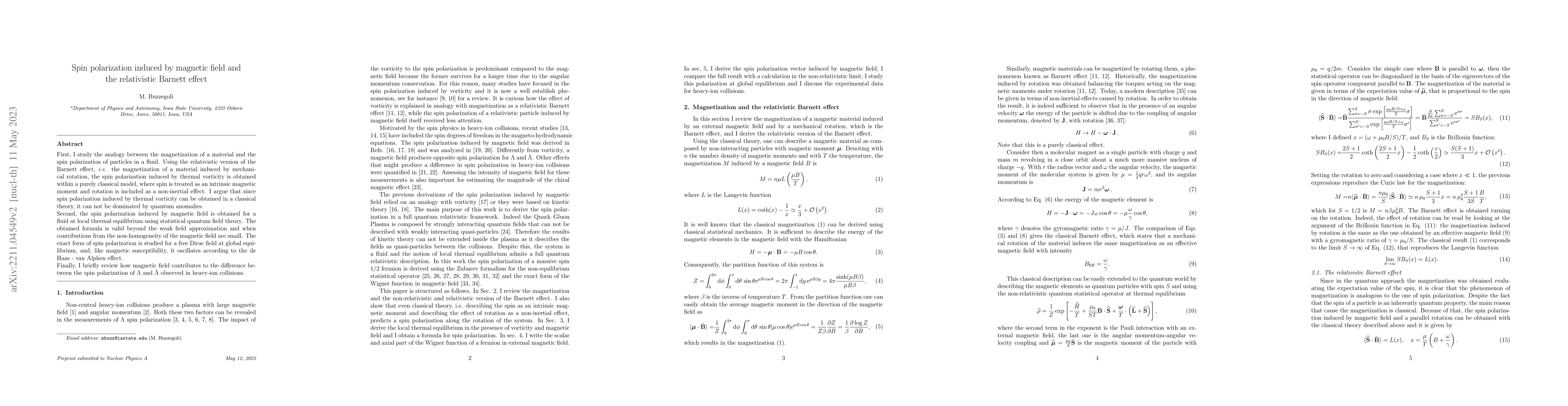 Thumbnail for Spin polarization induced by magnetic field and the relativistic Barnett
  effect