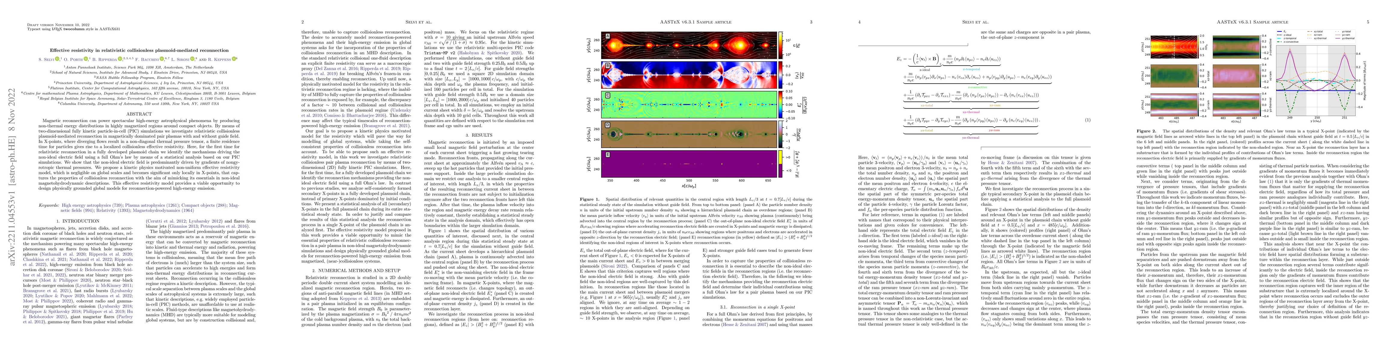 Thumbnail for Effective resistivity in relativistic collisionless plasmoid-mediated
  reconnection