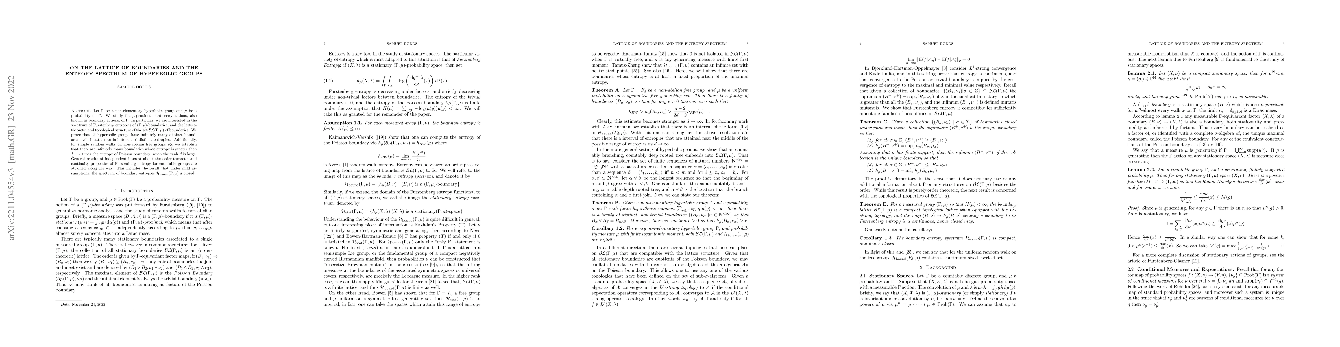 Thumbnail for On the Lattice of Boundaries and the Entropy Spectrum of Hyperbolic
  Groups