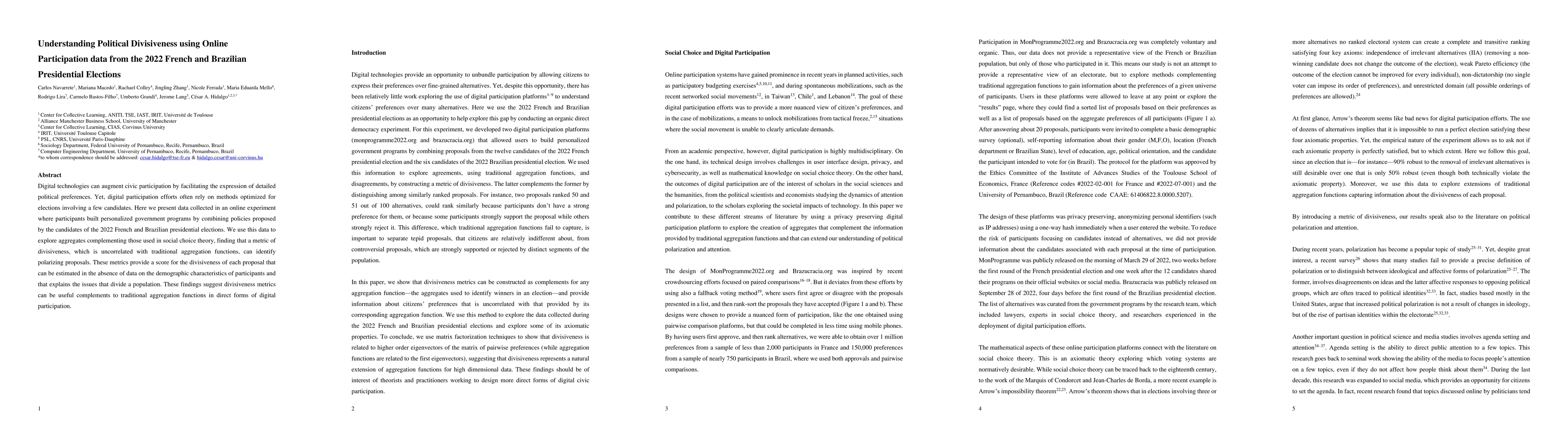 Thumbnail for Understanding Political Divisiveness using Online Participation data
  from the 2022 French and Brazilian Presidential Elections