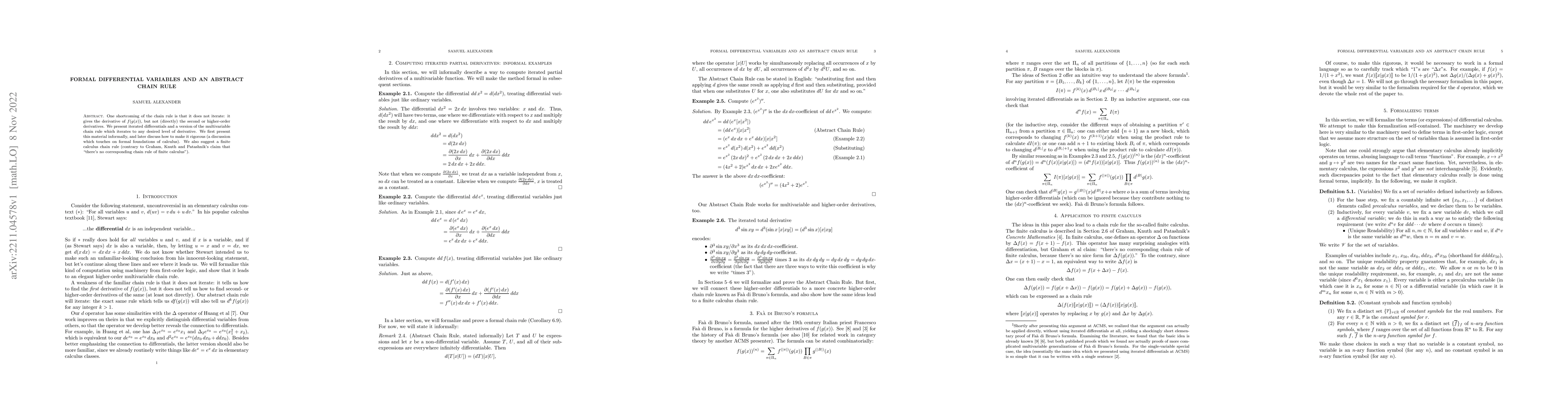 Thumbnail for Formal differential variables and an abstract chain rule