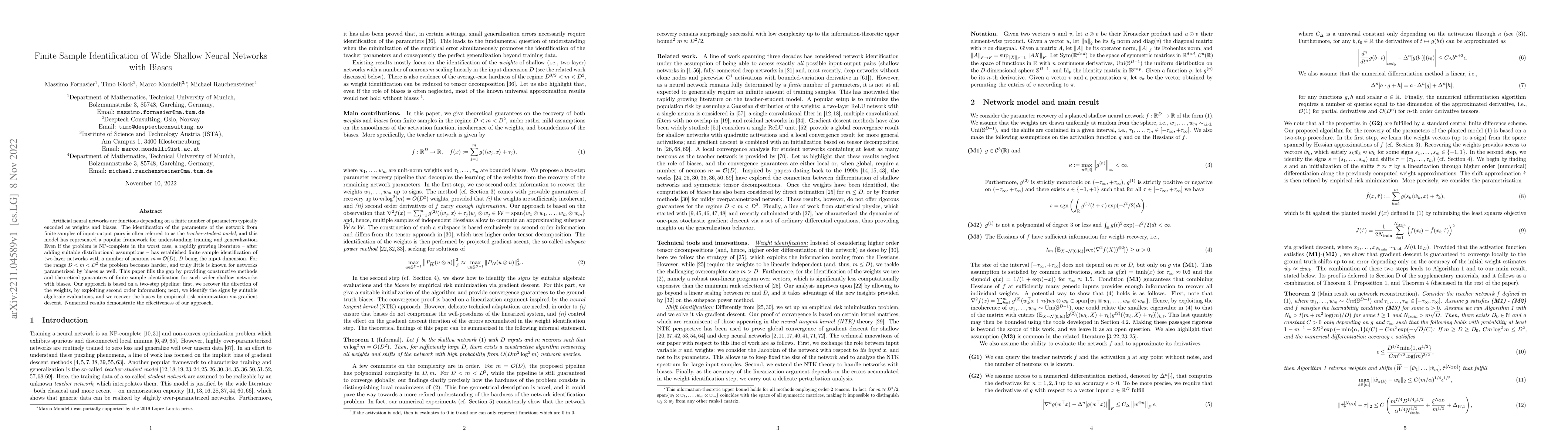 Thumbnail for Finite Sample Identification of Wide Shallow Neural Networks with Biases