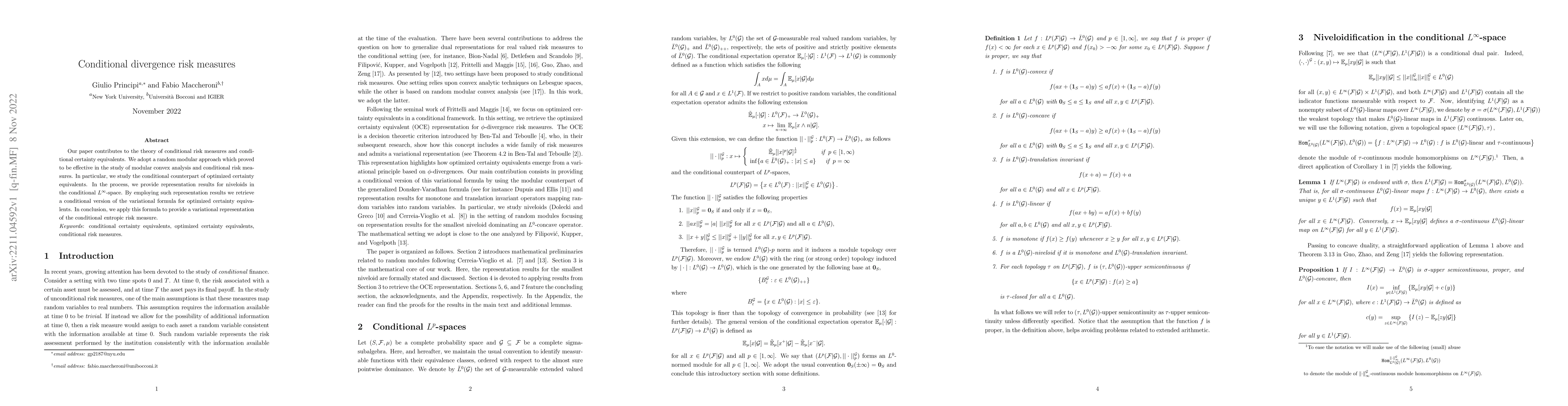 Thumbnail for Conditional divergence risk measures
