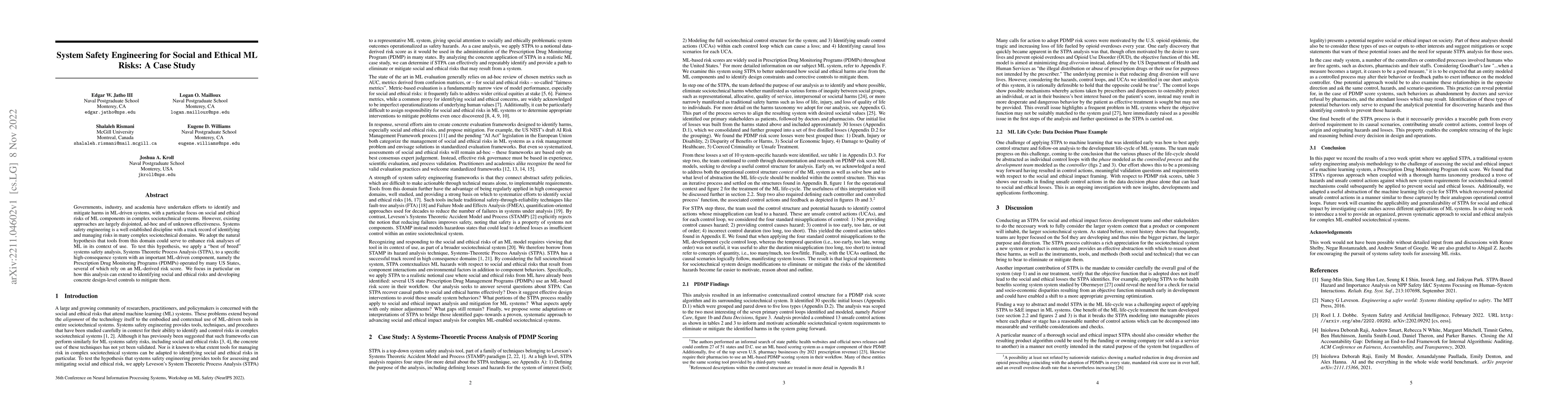 Thumbnail for System Safety Engineering for Social and Ethical ML Risks: A Case Study